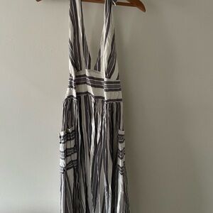 Urban Outfitters Vintage Striped Sleeveless Linen Holiday Dress